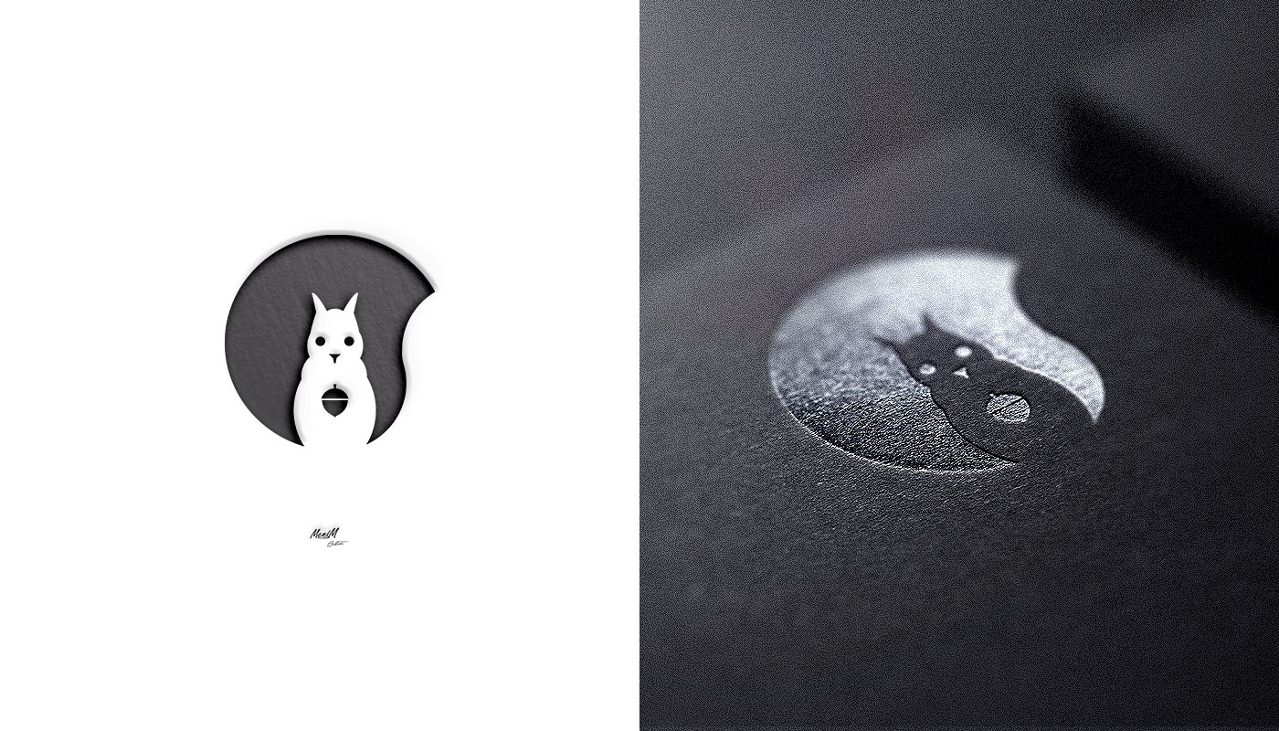 Two different mockups of the Squirrel icon - illustration